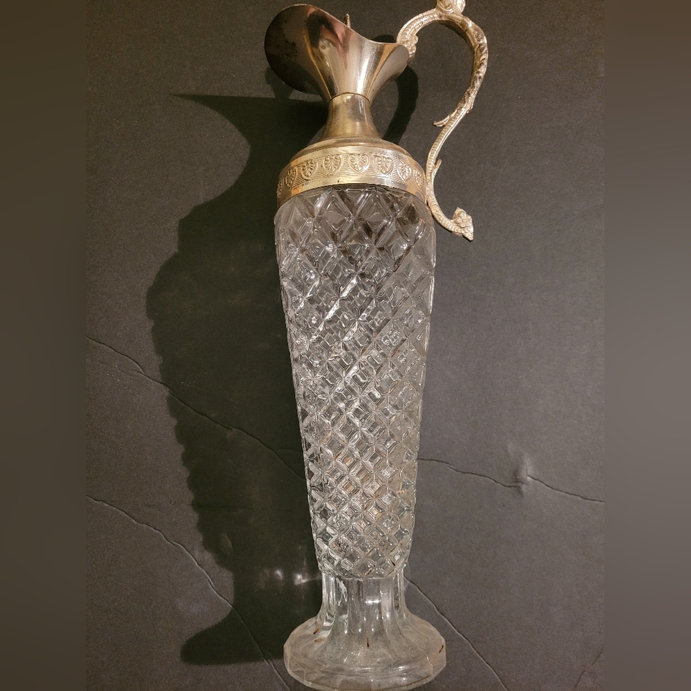 Vintage Crystal Decanter with Gold Accents